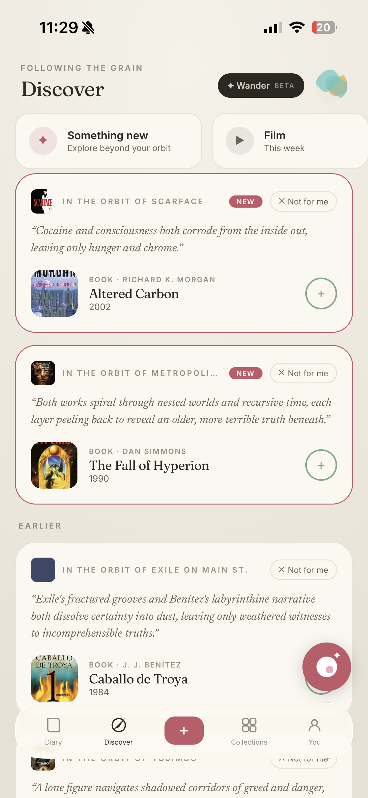 Wistly Discover — cross-media recommendations across film, music and books