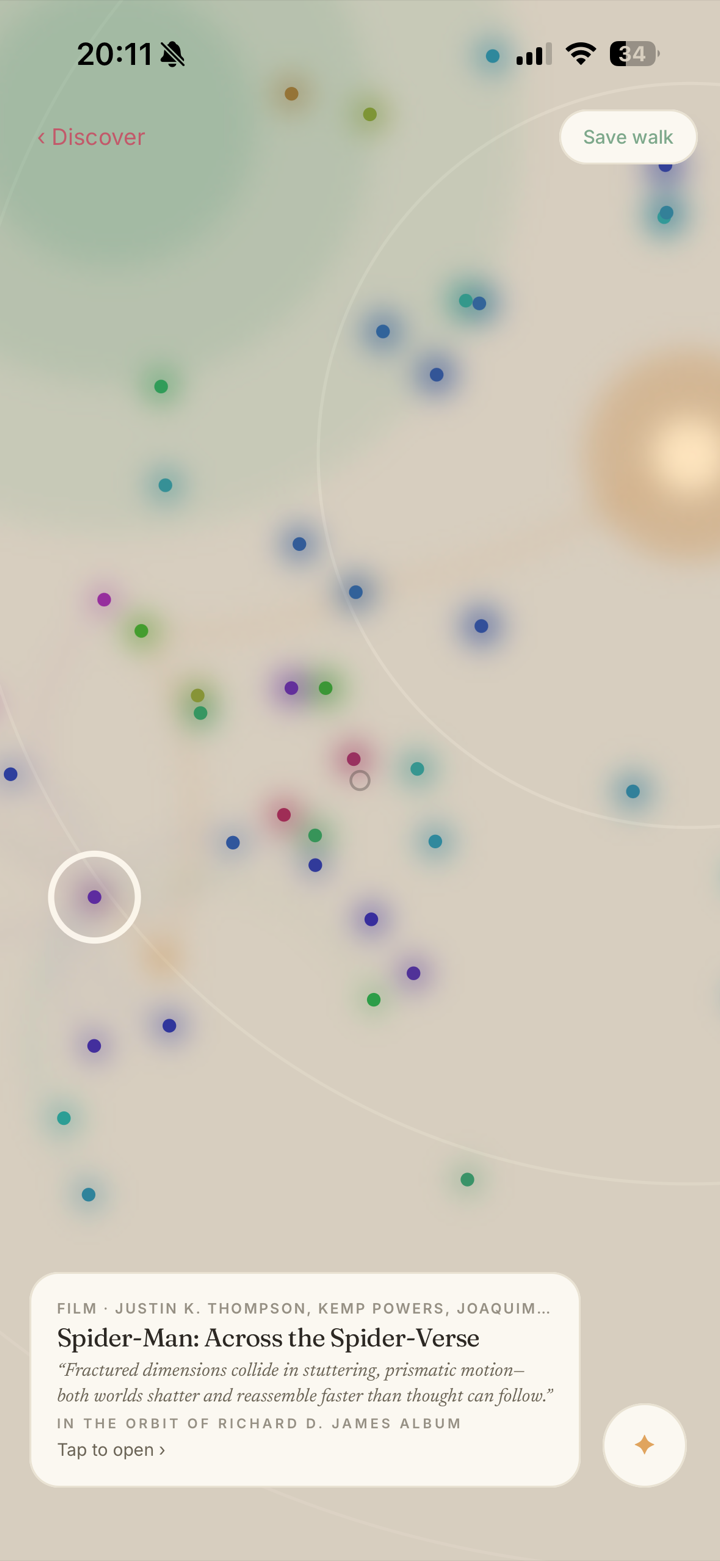 Wistly Wander — a roamable map of your taste